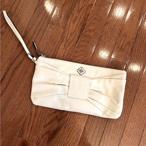 Vera Wang vegan leather white clutch NWOT